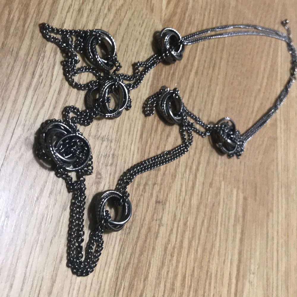 Charming Charlie long necklace in pewter